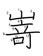 Thứ tự nét chữ 嵜