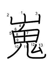 Thứ tự nét chữ 嵬