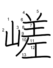 Thứ tự nét chữ 嵯