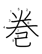 Thứ tự nét chữ 巻