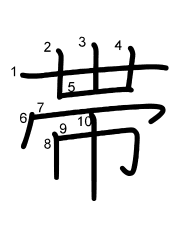 Thứ tự nét chữ 帯