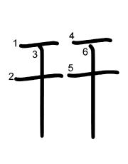 Thứ tự nét chữ 幵