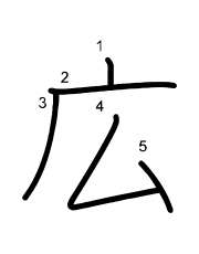 Thứ tự nét chữ 広