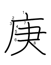 Thứ tự nét chữ 庚