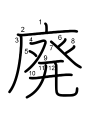 Thứ tự nét chữ 廃