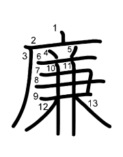 Thứ tự nét chữ 廉