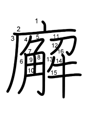 Thứ tự nét chữ 廨