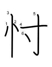 Thứ tự nét chữ 忖