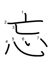 Thứ tự nét chữ 忘