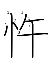 Thứ tự nét chữ 忤
