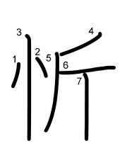 Thứ tự nét chữ 忻