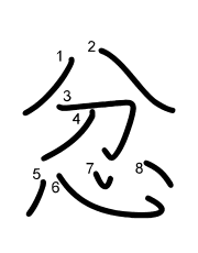 Thứ tự nét chữ 忿