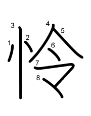 Thứ tự nét chữ 怜