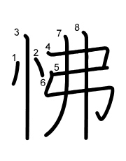 Thứ tự nét chữ 怫
