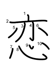 Thứ tự nét chữ 恋
