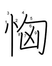 Thứ tự nét chữ 恟