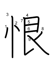 Thứ tự nét chữ 恨