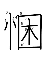 Thứ tự nét chữ 悃