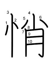 Thứ tự nét chữ 悄