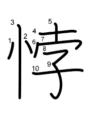 Thứ tự nét chữ 悖