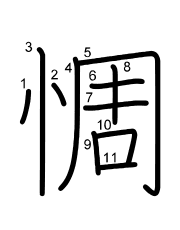Thứ tự nét chữ 惆