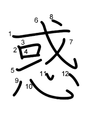 Thứ tự nét chữ 惑