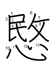 Thứ tự nét chữ 愍
