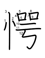 Thứ tự nét chữ 愕
