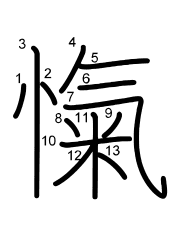 Thứ tự nét chữ 愾