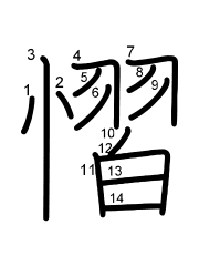 Thứ tự nét chữ 慴