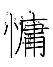 Thứ tự nét chữ 慵