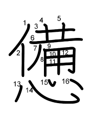Thứ tự nét chữ 憊