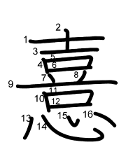 Thứ tự nét chữ 憙