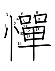 Thứ tự nét chữ 憚