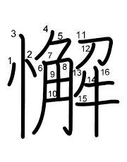 Thứ tự nét chữ 懈