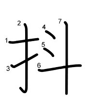 Thứ tự nét chữ 抖
