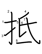 Thứ tự nét chữ 抵