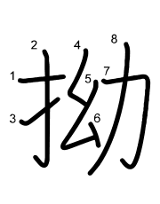 Thứ tự nét chữ 拗