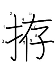 Thứ tự nét chữ 拵