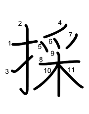 Thứ tự nét chữ 採