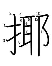Thứ tự nét chữ 揶