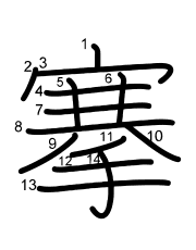 Thứ tự nét chữ 搴