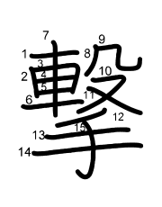 Thứ tự nét chữ 撃