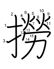 Thứ tự nét chữ 撈