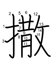 Thứ tự nét chữ 撒