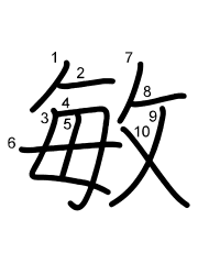 Thứ tự nét chữ 敏