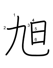 Thứ tự nét chữ 旭