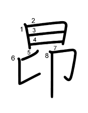 Thứ tự nét chữ 昂