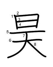 Thứ tự nét chữ 昊