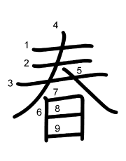 Thứ tự nét chữ 春